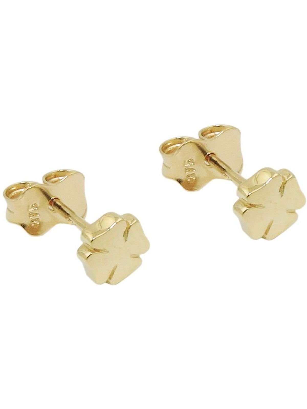 Ohrstecker 9Kt 5mm Gallay (1-tlg) Ohrring Kleeblatt Paar glänzend Ohrstecker GOLD