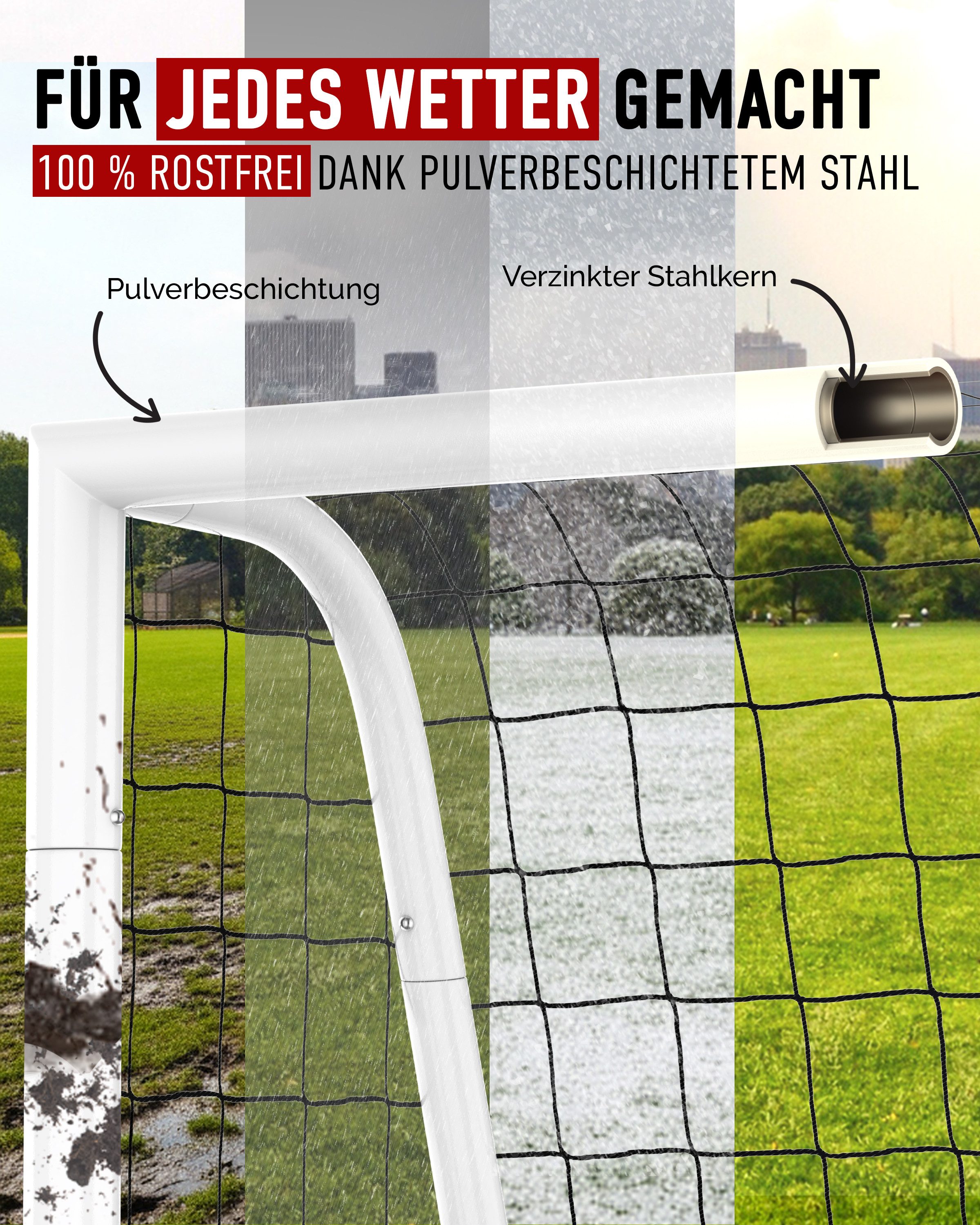 Caprisports Fußballtor Fussballtor Garten Fußballtor für Kinder [EXTREM STABIL] (Rostfrei), Stabiles Netz