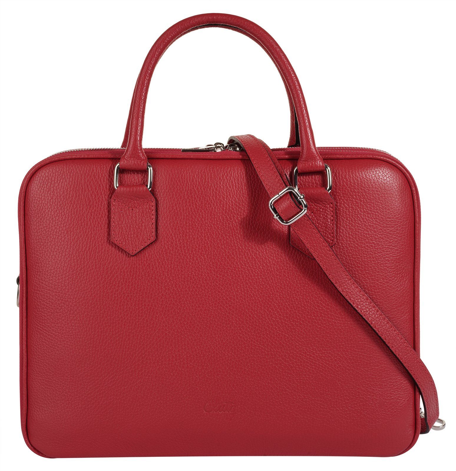 Italy Aktentasche, echt rot Leder, Made in Cluty