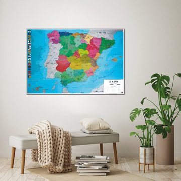 Grupo Erik Poster Mapa Físico Político de España Karte von Spanien 91,5 x 61 cm