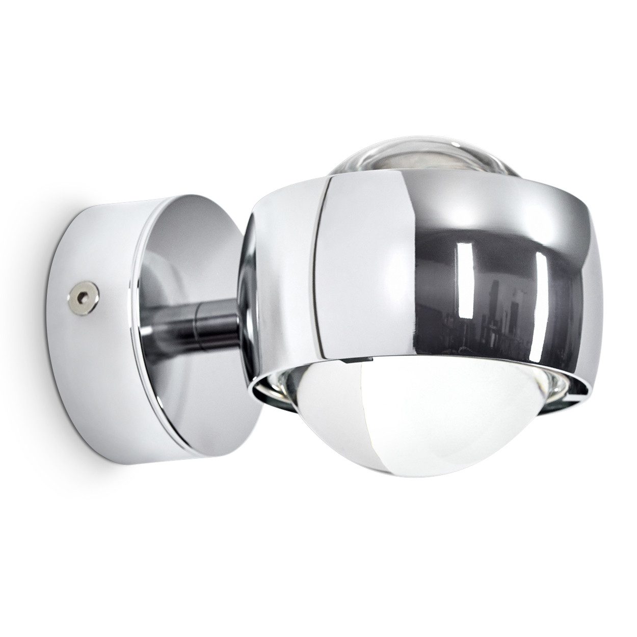 hofstein Wandleuchte »Osacca« halbrunde Wandlampe aus Metall mit Glas-Linsen, ohne Leuchtmittel, verchromter Raumfluter, indirektes Licht in Form von zwei Lichtkegeln