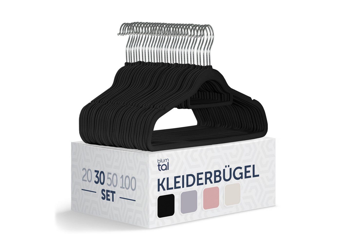 Blumtal Kleiderbügel Rutschfest - Samtoptik - Platzsparend, (30-tlg), Premium inkl. Krawattenhalter, 360° drehbar, Anti-Rutsch Bügel