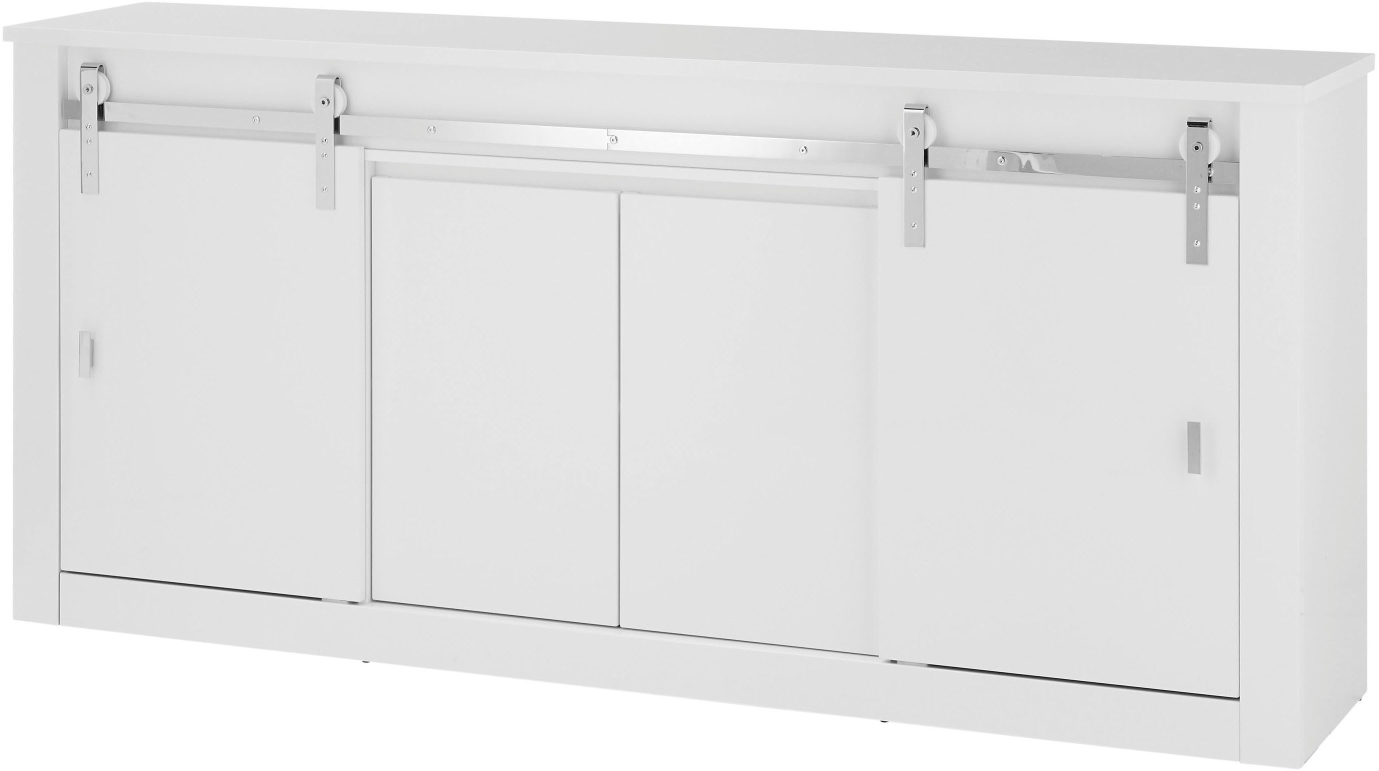 Home affaire Sideboard Daytona, moderner Schrank, zeitlose Kommode, 201 cm breit, mit Schiebetürenbeschlag in Chrom-Optik, ausreichend Stauraum