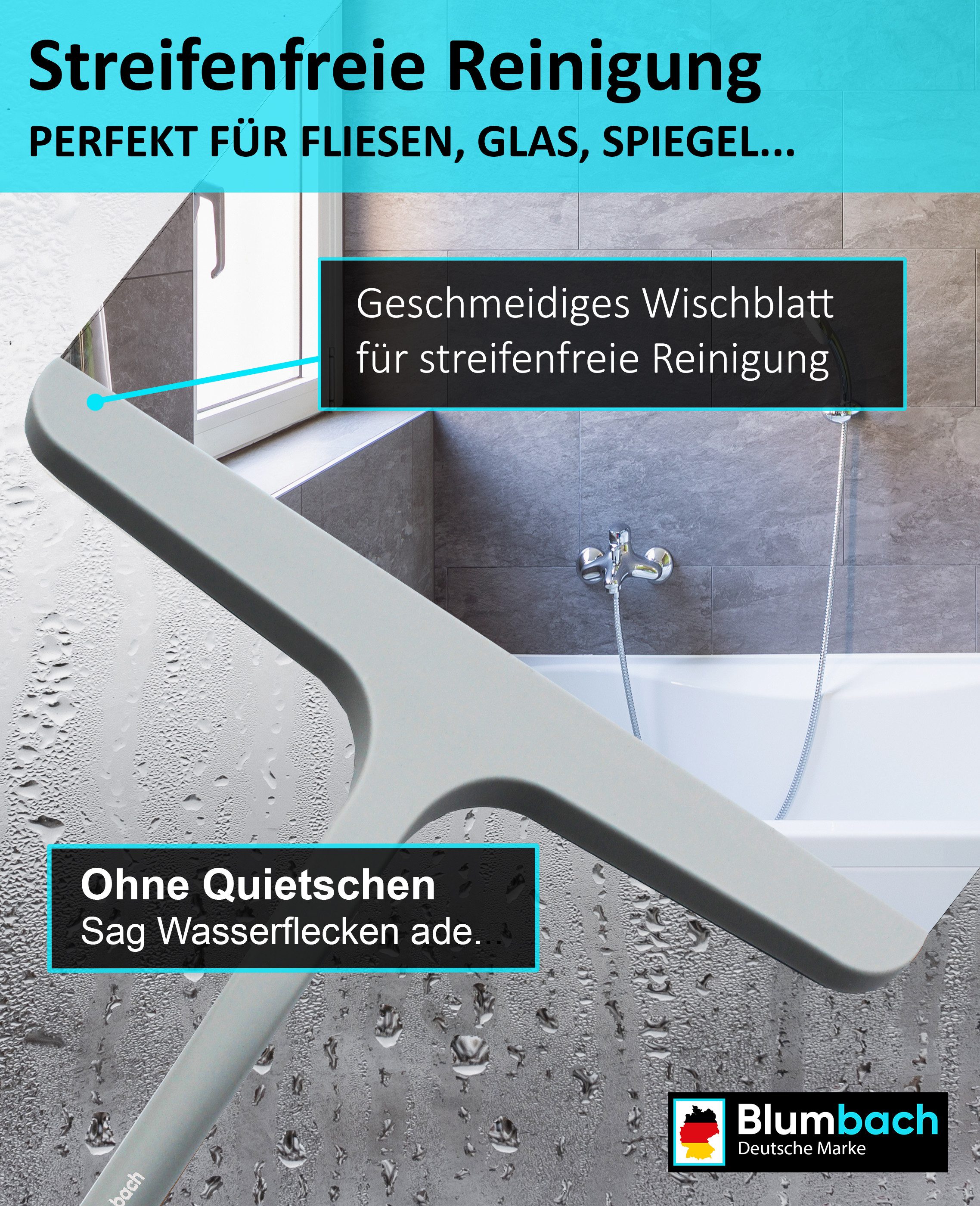 Blumbach Duschabzieher - Silikon Abzieher mit Edelstahlkern, (PREMIUM Dusch günstig online kaufen