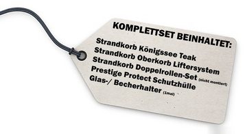 bene living Strandkorb Königssee 2,5-Sitzer Teak - PE shell - Modell 534, BxTxH: 142x95x170 cm, Volllieger ca. 175 Grad, Ostsee-Strandkorb Komplettset, inkl. Liftersystem und Bullaugen