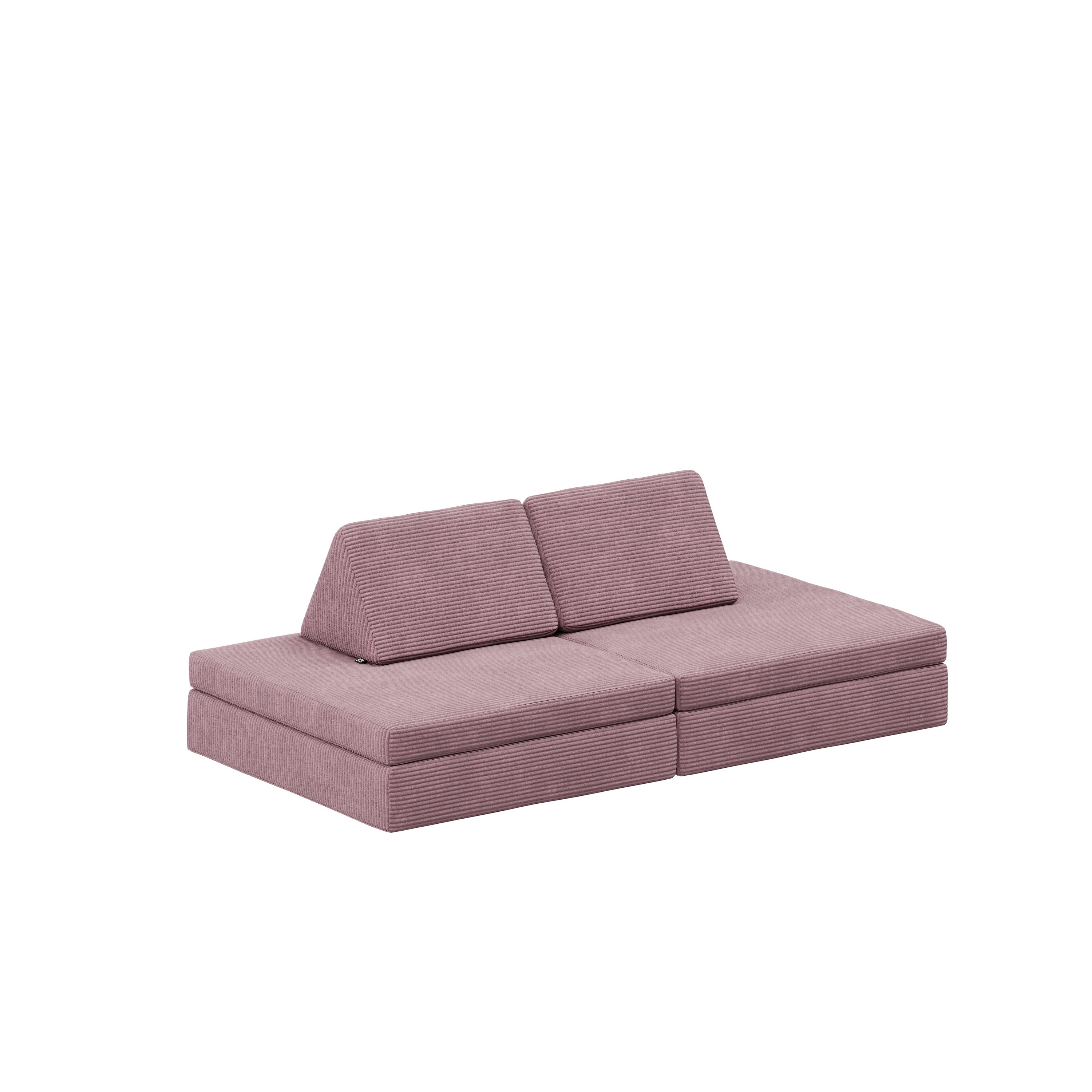 Bellabino Kindersofa Nile aus 4 Schaumstoff Teilen, Pink, Maxi-Variante, faltbare Kinderspielcouch, Cordbezug, abnehmbar, waschbar 160x52x75cm