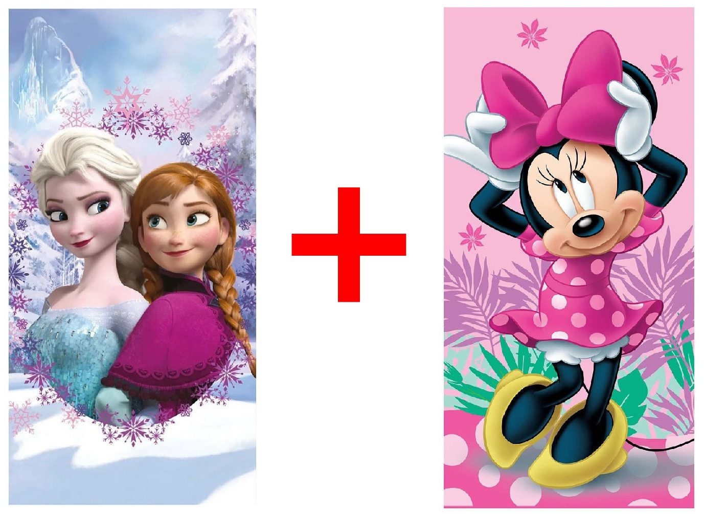Disney Strandtücher Disney Frozen + Minnie Maus Handtuch-Set Badetuch 70x140cm, Frottee (2-St)