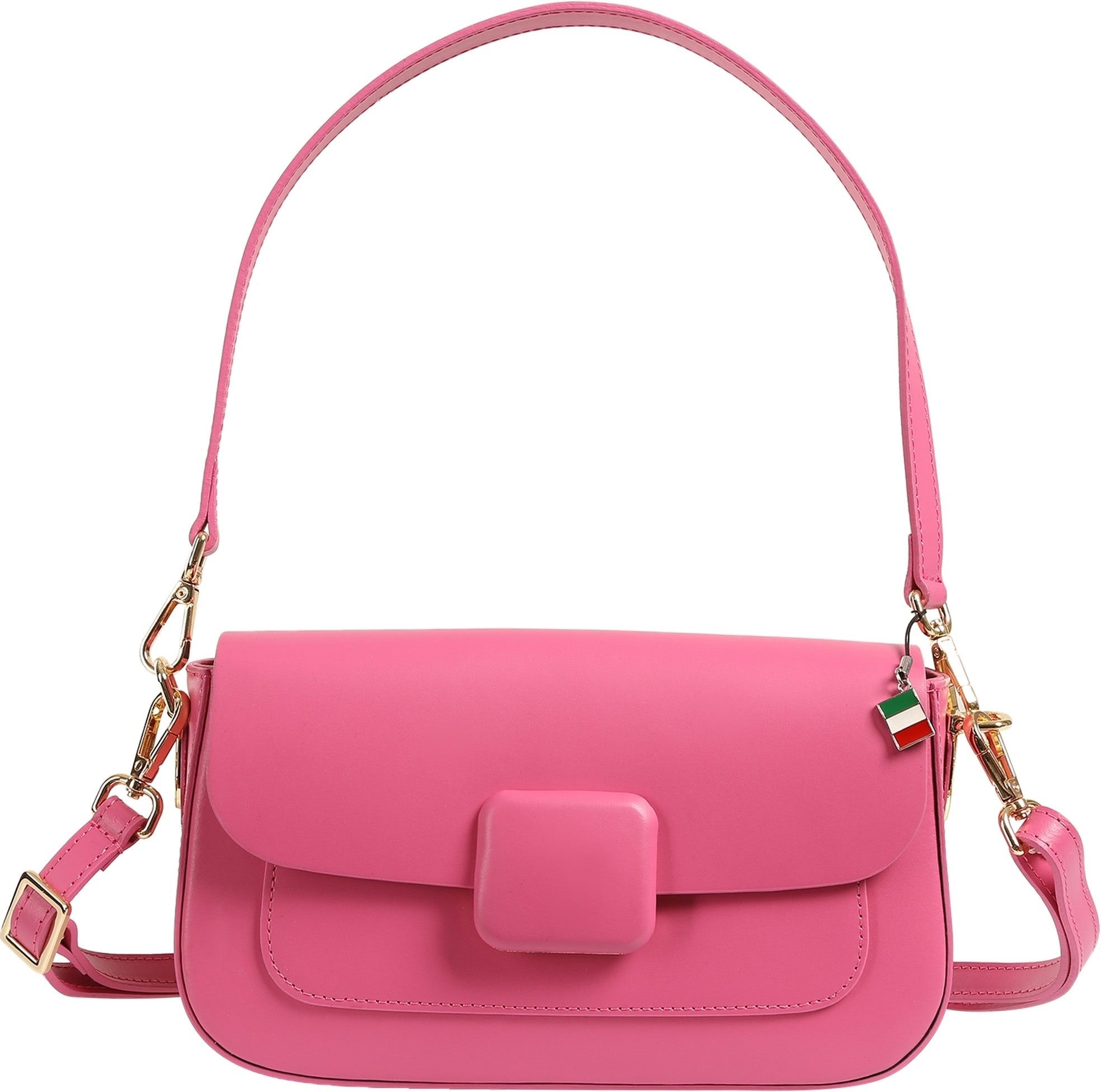 FLORENCE Schultertasche Florence Damen Schultertasche Leder (Schultertasche), Damen Schultertasche Leder, fuchsia, pink ca. 24cm x ca. 13cm hoch