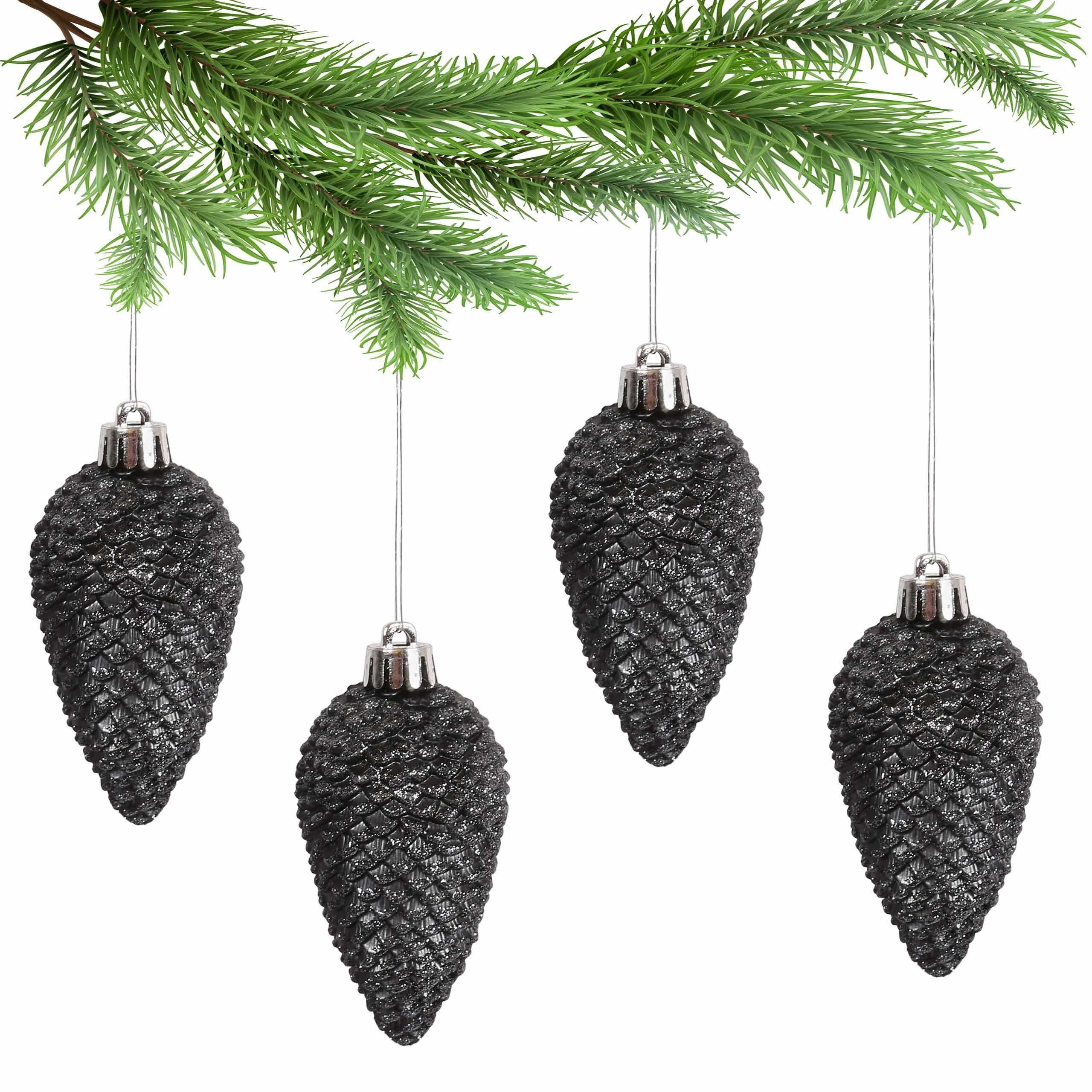 Sarcia.eu Weihnachtsbaumkugel Schwarze Zapfen für den Weihnachtsbaum 4 Stück x 1 Pack