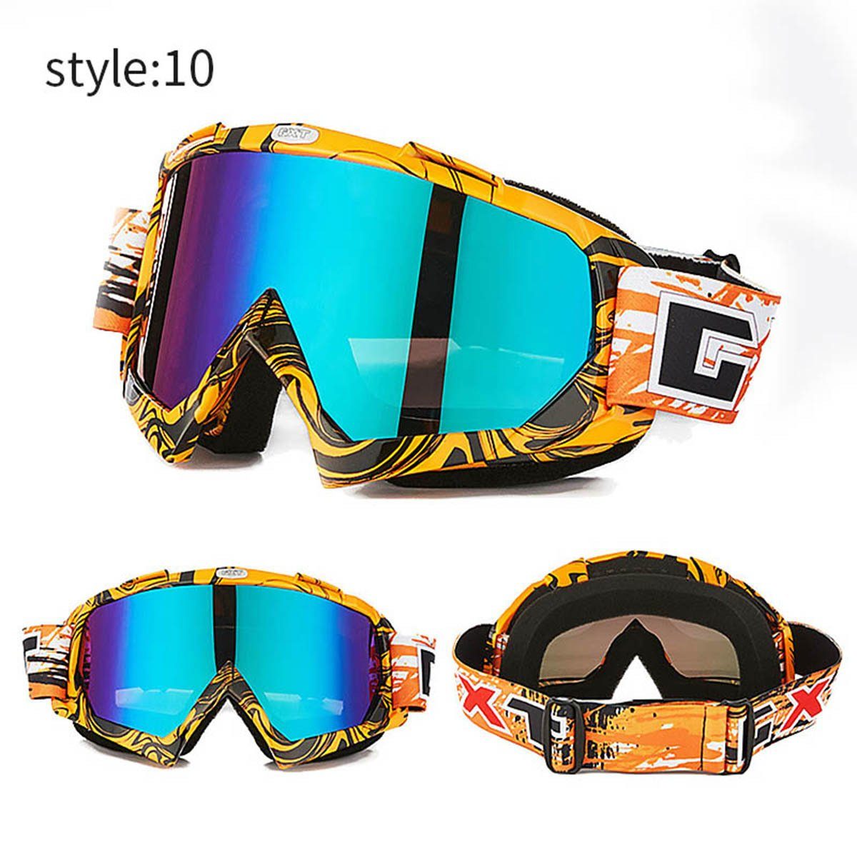 Blusmart Skibrille Motocross Brille ATV MTB DH Winddicht Skifahren Moto Bike Brille Glas 9
