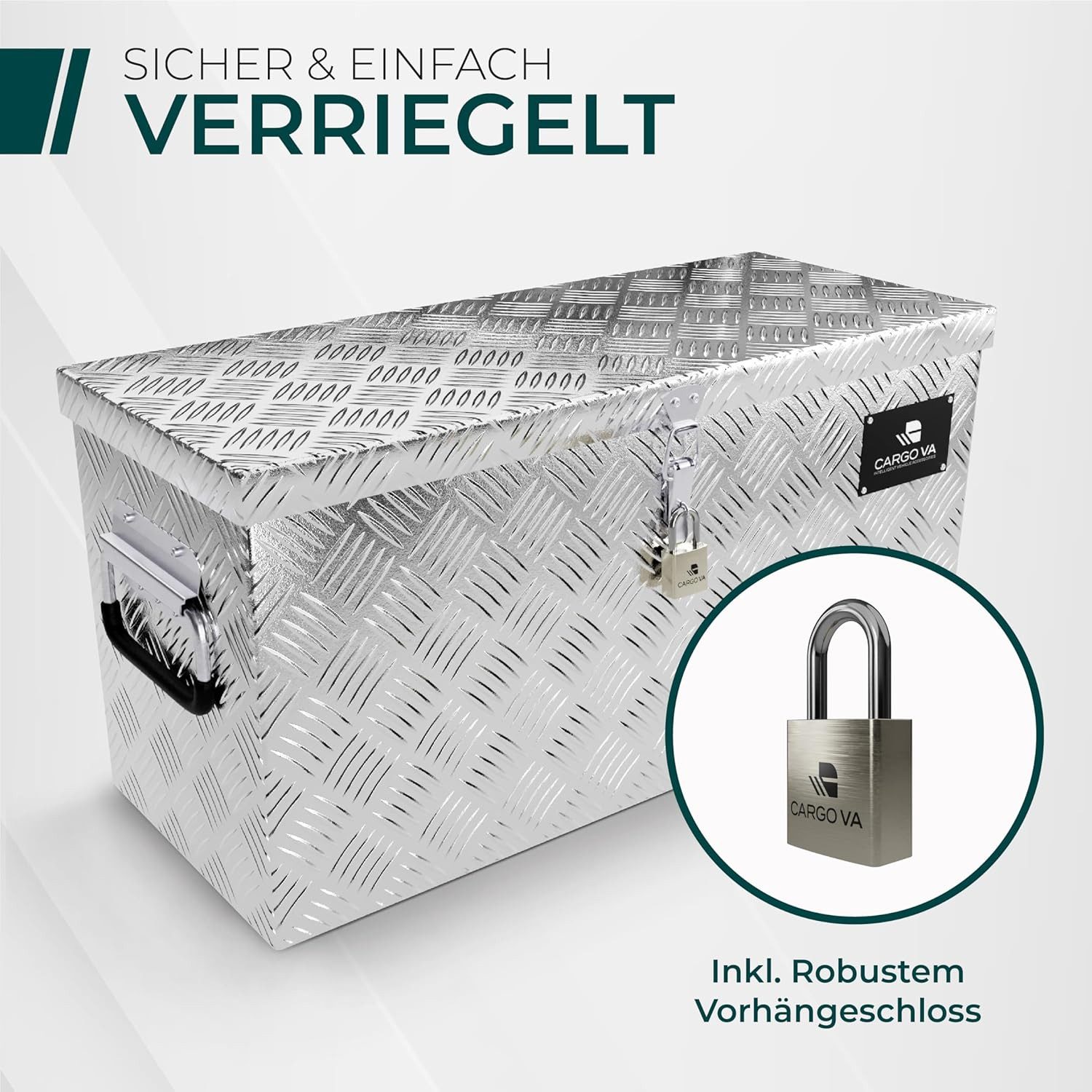 CargoVA® Anhänger-Deichselbox Wasserfeste Deichselbox – abschließbar, mit Befestigung, 50/60/70/80cm, Wasserdicht, rostfrei, abschließbar, universelle Passform
