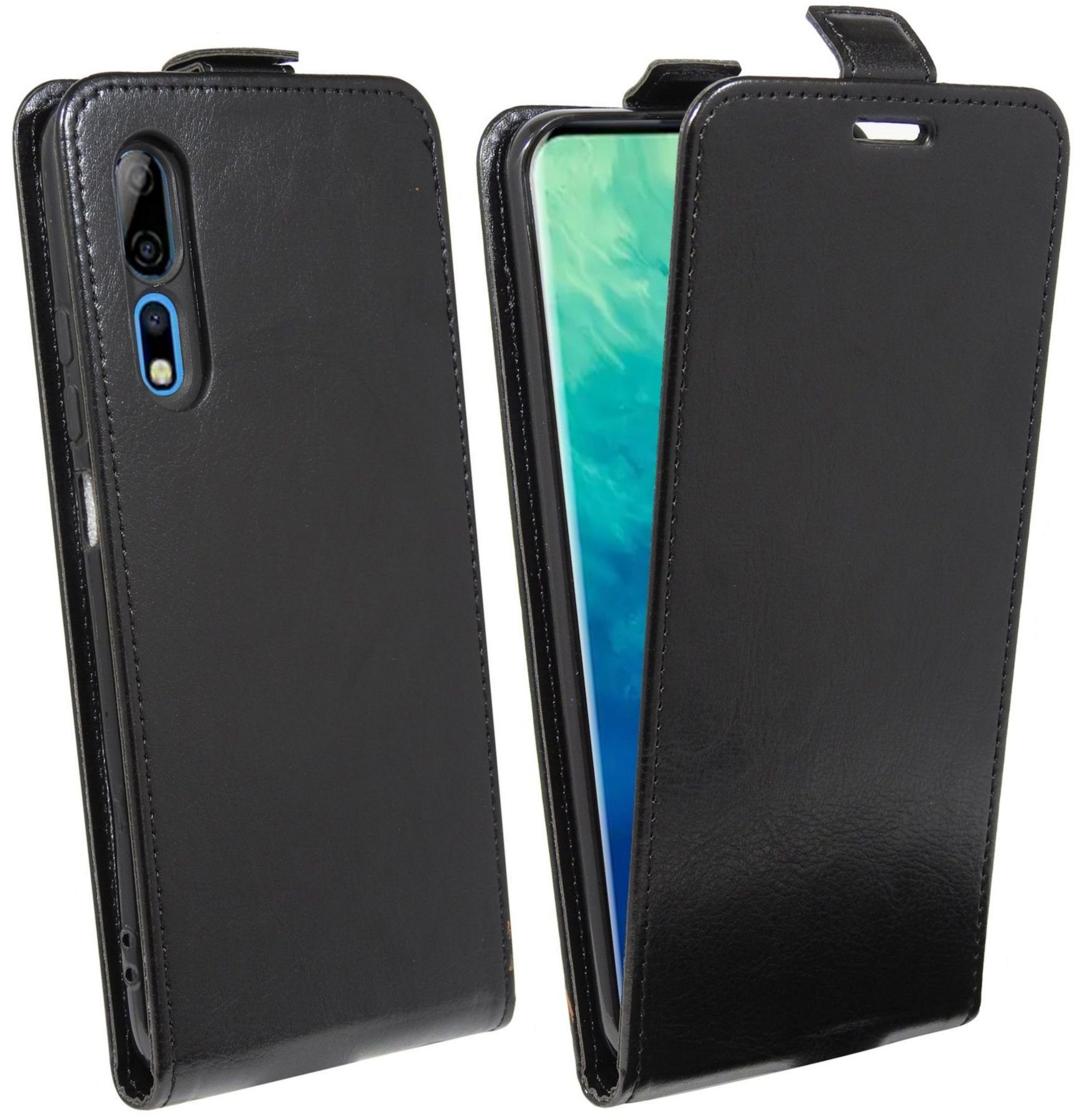 cofi1453 Handyhülle Flip Case für ZTE Axon 10 Pro, Schutzhülle Handy Flip Cover Klapptasche Schwarz