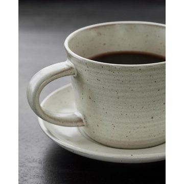 House Doctor Tasse Kaffeetasse mit Untertasse Pion Grau-Weiß (2-teilig)