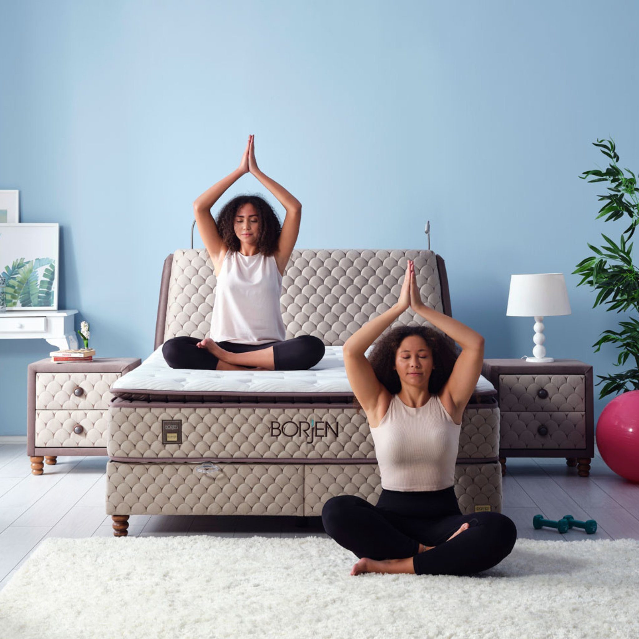 Moln Boxspringbett inkl. Matratze Boxspringbett 180x200 - 90x200 Borjen (Doppelbett, Polsterbett mit Kopfteil)