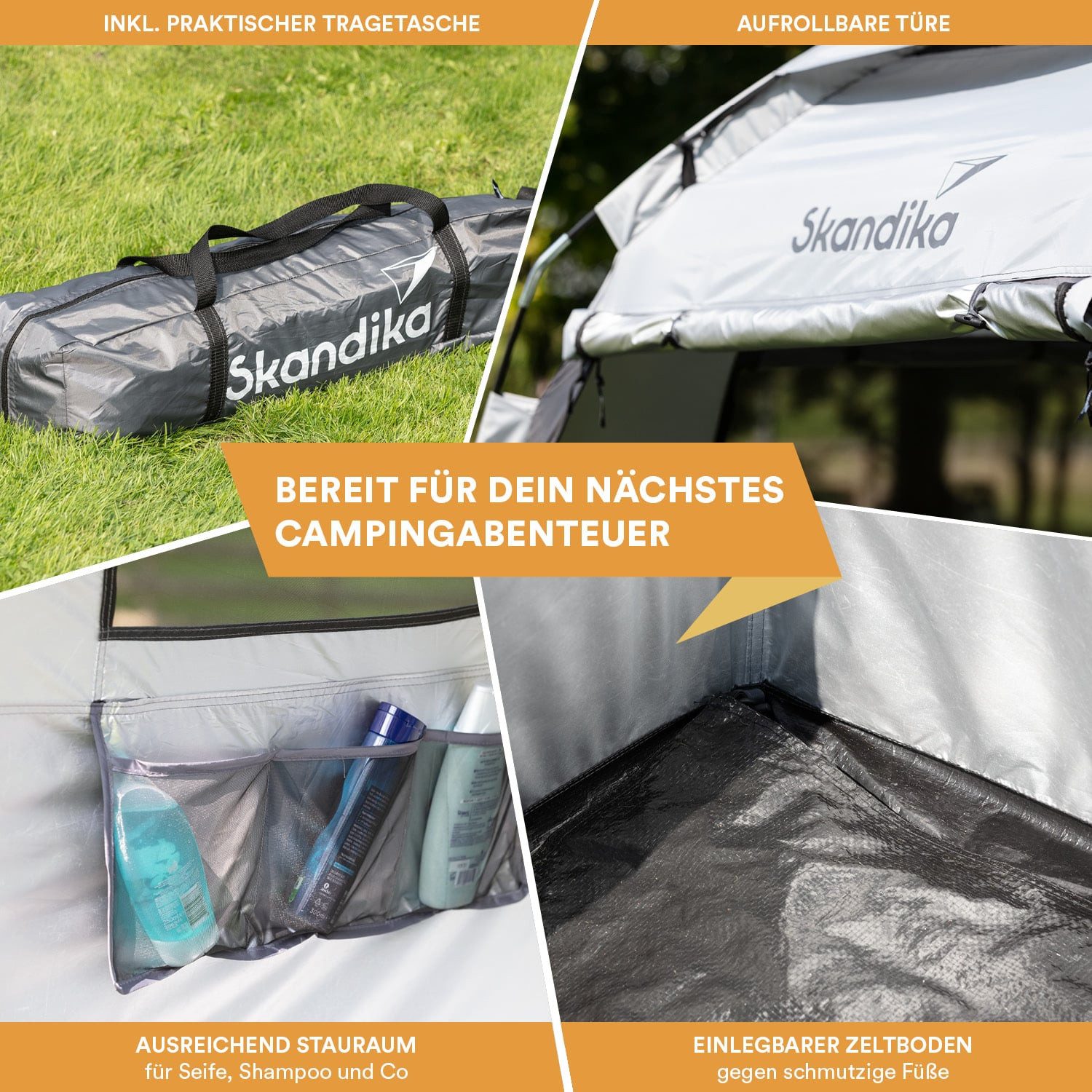 Skandika Kuppelzelt Camping Duschzelt, Umkleidezelt, Toilettenzelt, Personen: 1 (Abmessung 150 x 150 cm, Tragetasche, Handtuchhalter innen und außen), 230 cm St – Bild 4 von 5