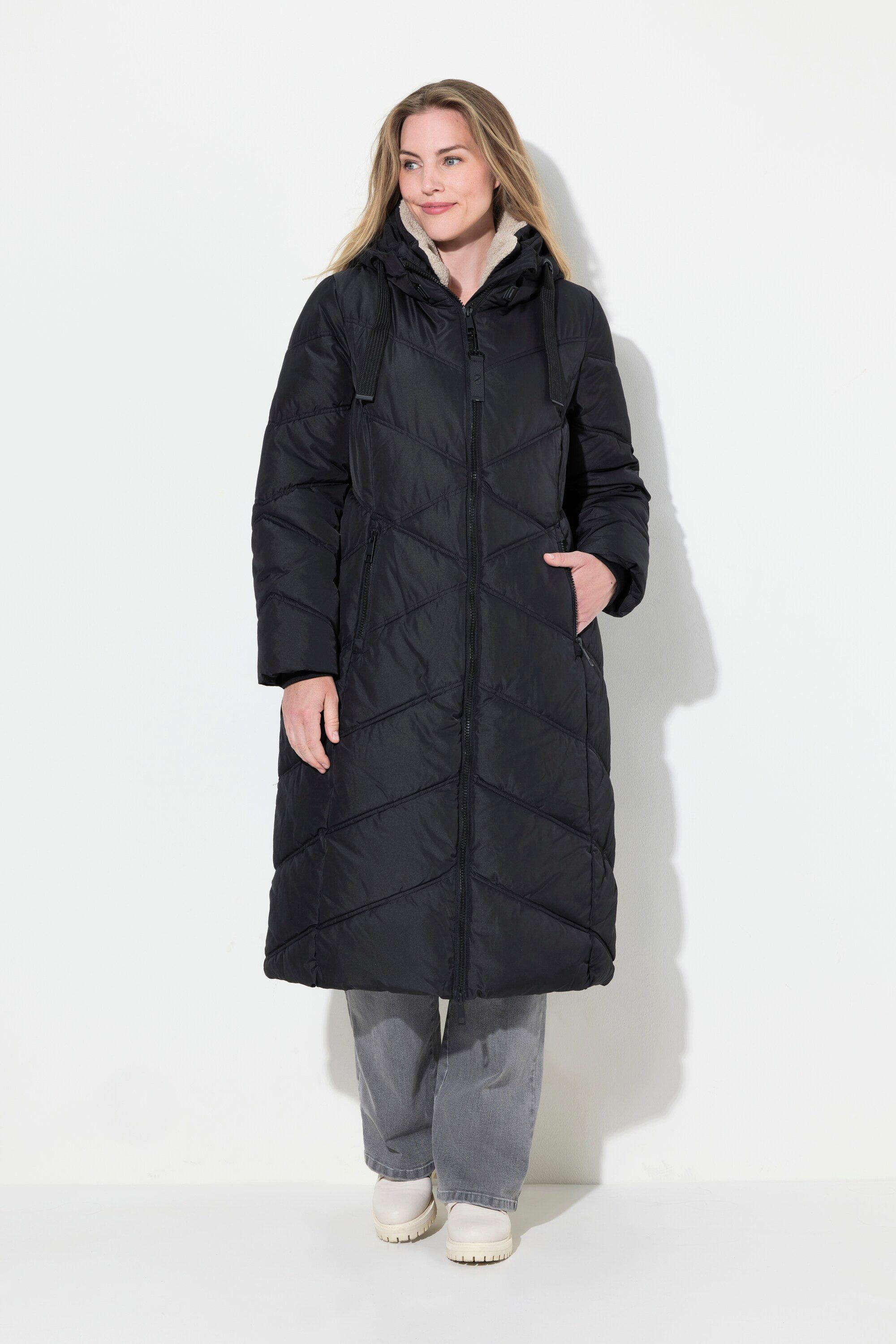 Steppjacke Steppmantel abknöpfbare Kapuze Stehkragen