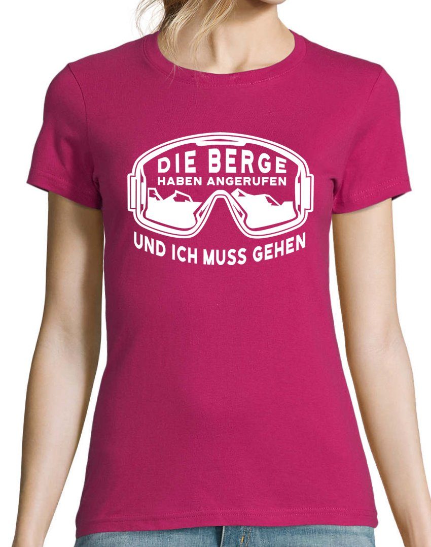 Shirt T-Shirt Damen Den Fuchsia trendigem Zu Ich mit Designz Bergen Muss Youth Frontprint