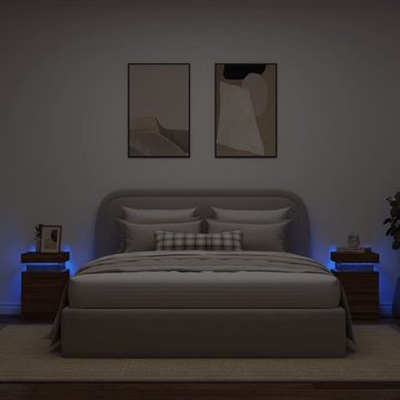 vidaXL Nachttisch Nachttische mit LED-Leuchten 2Stk Braun Eiche-Optik 35x39x55cm