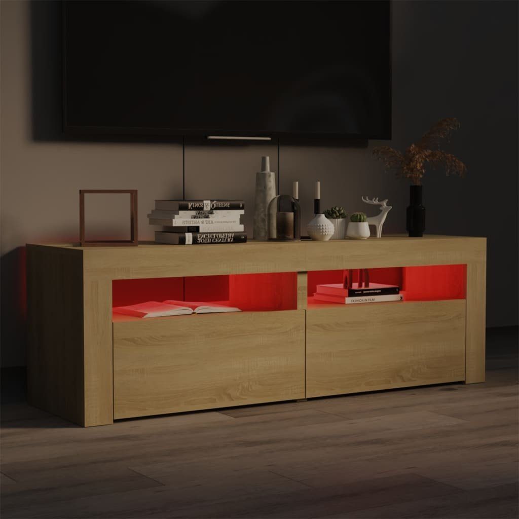 Sonoma-Eiche vidaXL (1-St) TV-Schrank 120x35x40 cm mit Sonoma LED-Leuchten TV-Schrank Eiche