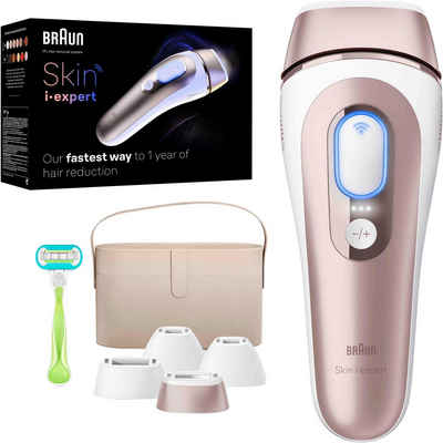Braun IPL-Haarentferner Smart Skin i·expert PL7387, 4 Aufsätze für Gesicht & Körper, Venus Rasierer & Aufbewahrungsbox