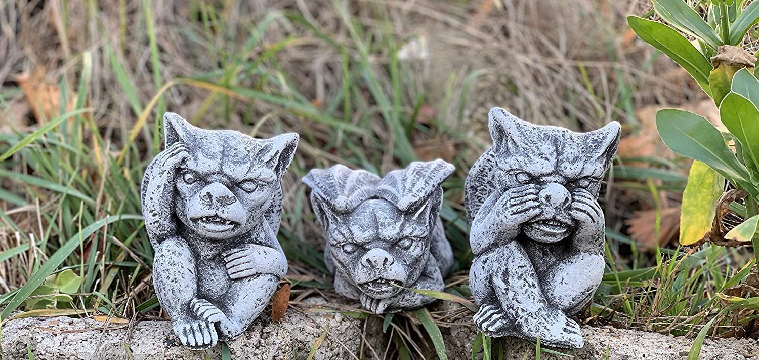 Stone and Style Gartenfigur Frostfeste Steinfiguren 3er-Set kleine Gargoyles