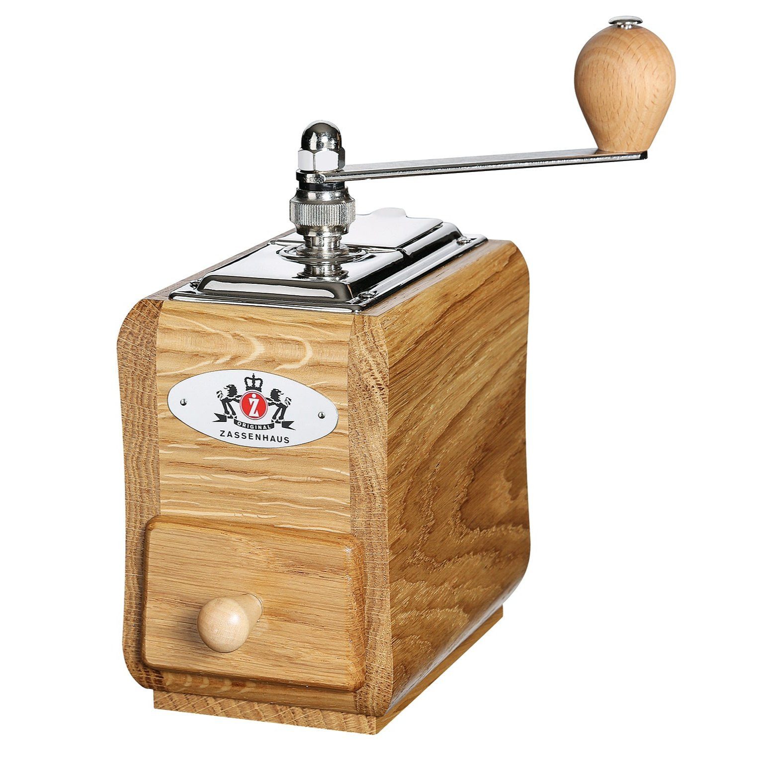 ZASSENHAUS Kaffeemühle Zassenhaus Kaffeemühle SANTIAGO, 0 W, Kegelmahlwerk, 30 g Bohnenbehälter, Traditionelles Design, Manuelles Mahlen