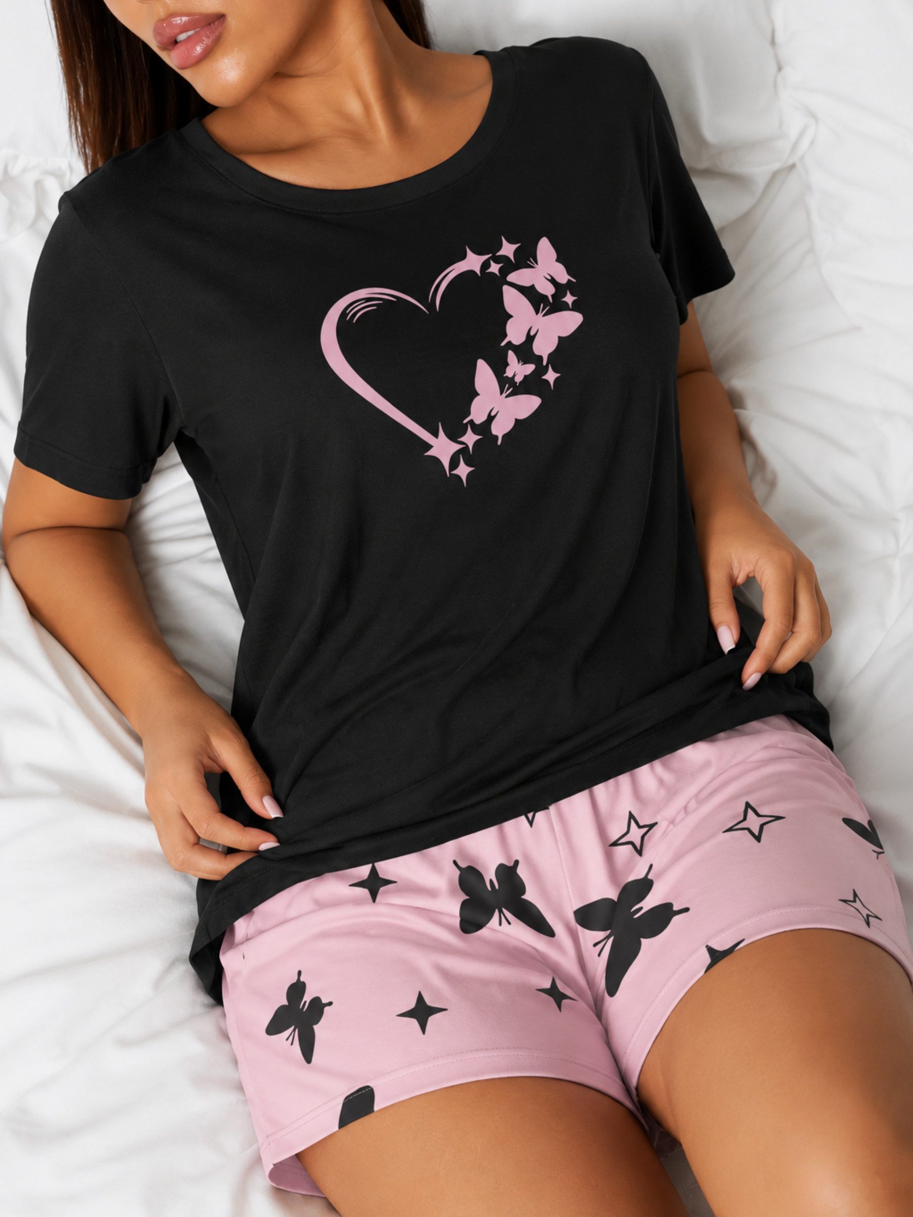 Shorty Damen-Pyjama Set – Nachtwäsche, Loungewear