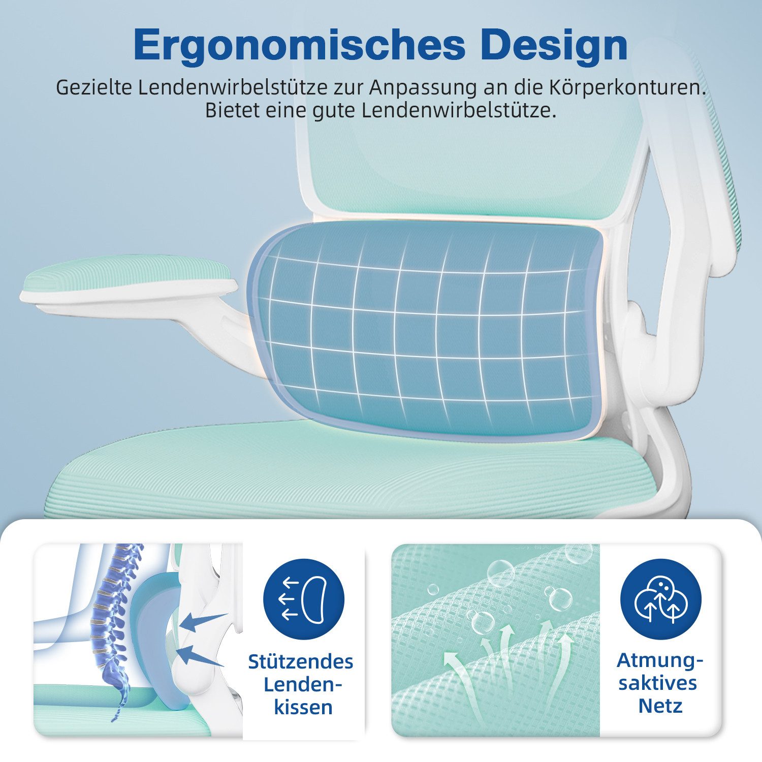 Homimaster Bürostuhl Bürostuhl, Schreibtischstuhl Ergonomisch mit Klappbare günstig online kaufen