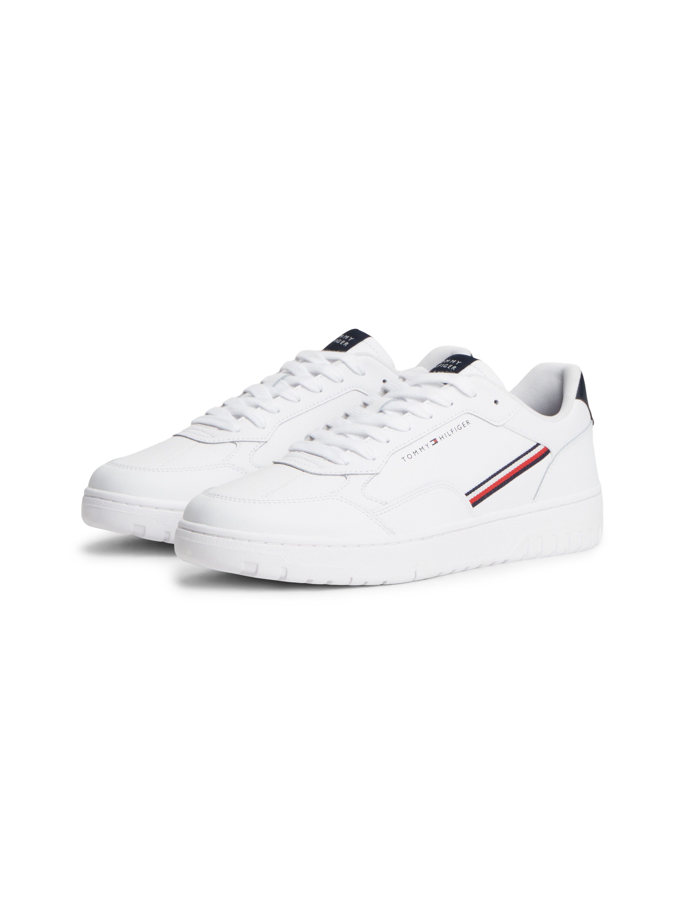 Tommy Hilfiger TH BASKET CORPORATE STRIPES Sneaker Schnürer, Halbschuh mit Textil-Streifen, in Tommy Farben