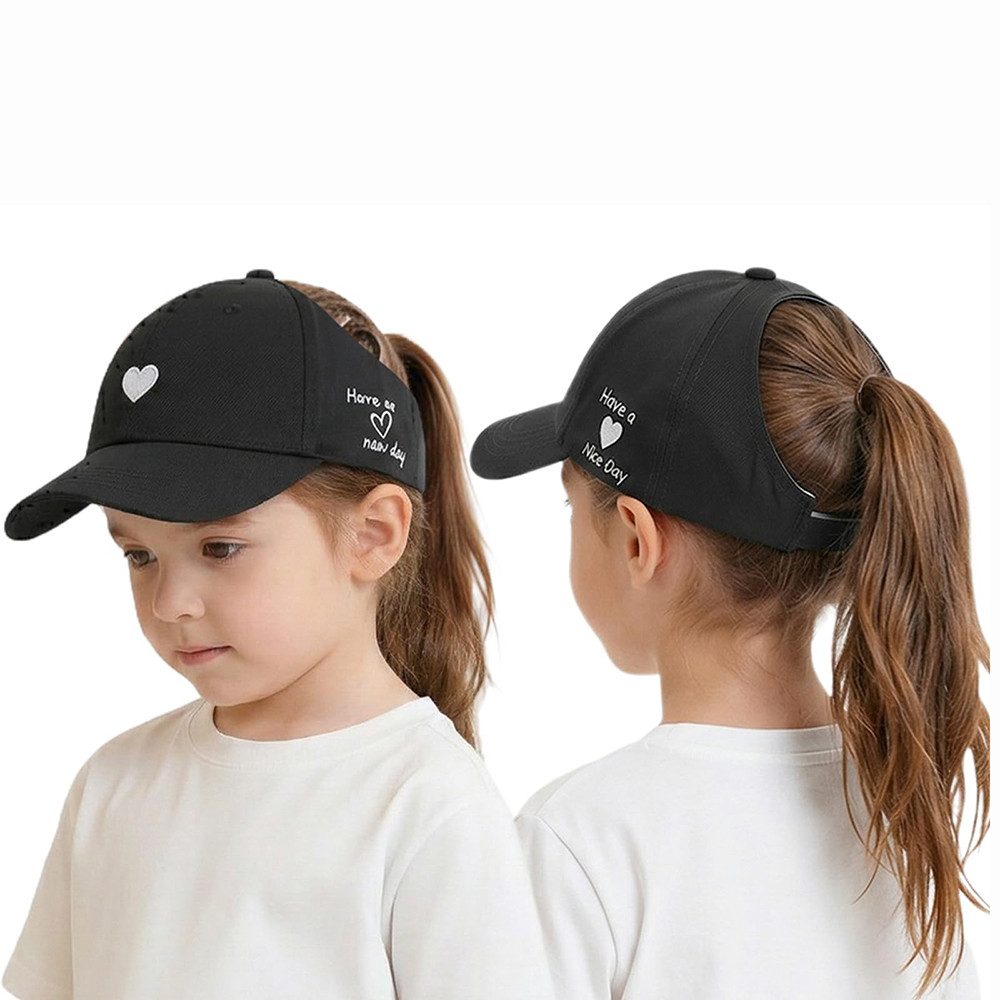 nsihing Sonnenhut Baseballkappe Pferdeschwanz für Kinder,Basecap für Mädchen Weich Atmungsaktives,Sonnenhut Kinder Sommer UV-Schutz