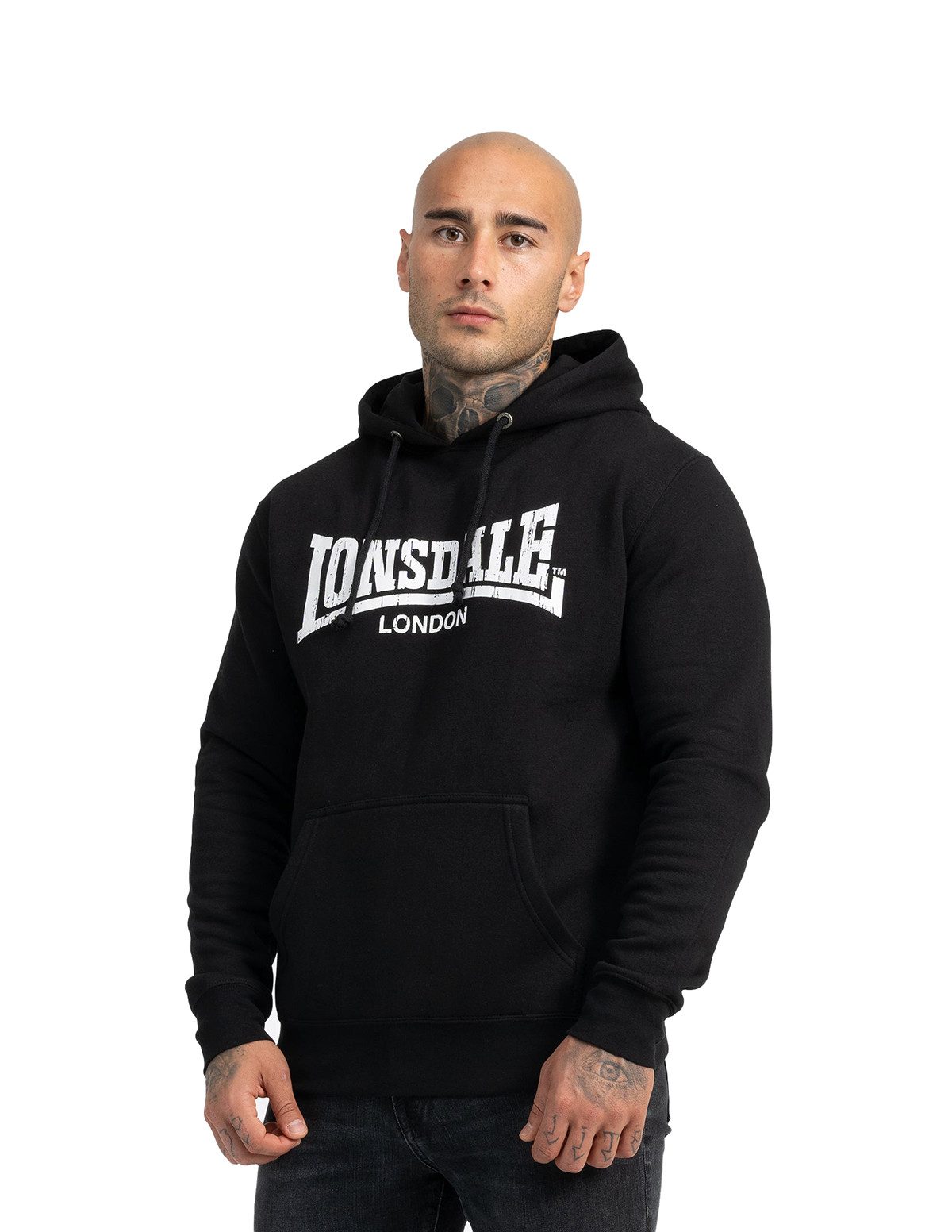 Lonsdale Hoodie Lonsdale Herren Hoodie Wolterton black/white (1-tlg., kein Set)