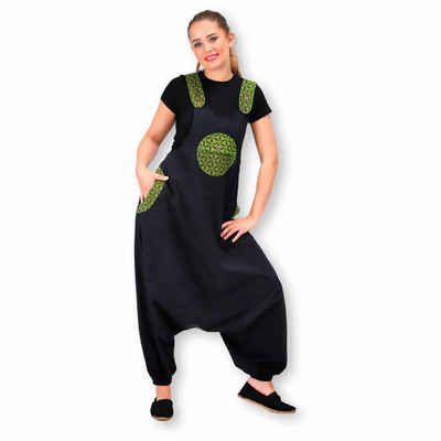 KUNST UND MAGIE Latzhose Hippie Latzhose Haremshose Hose Boho Jumpsuit Overall Blume des Lebens