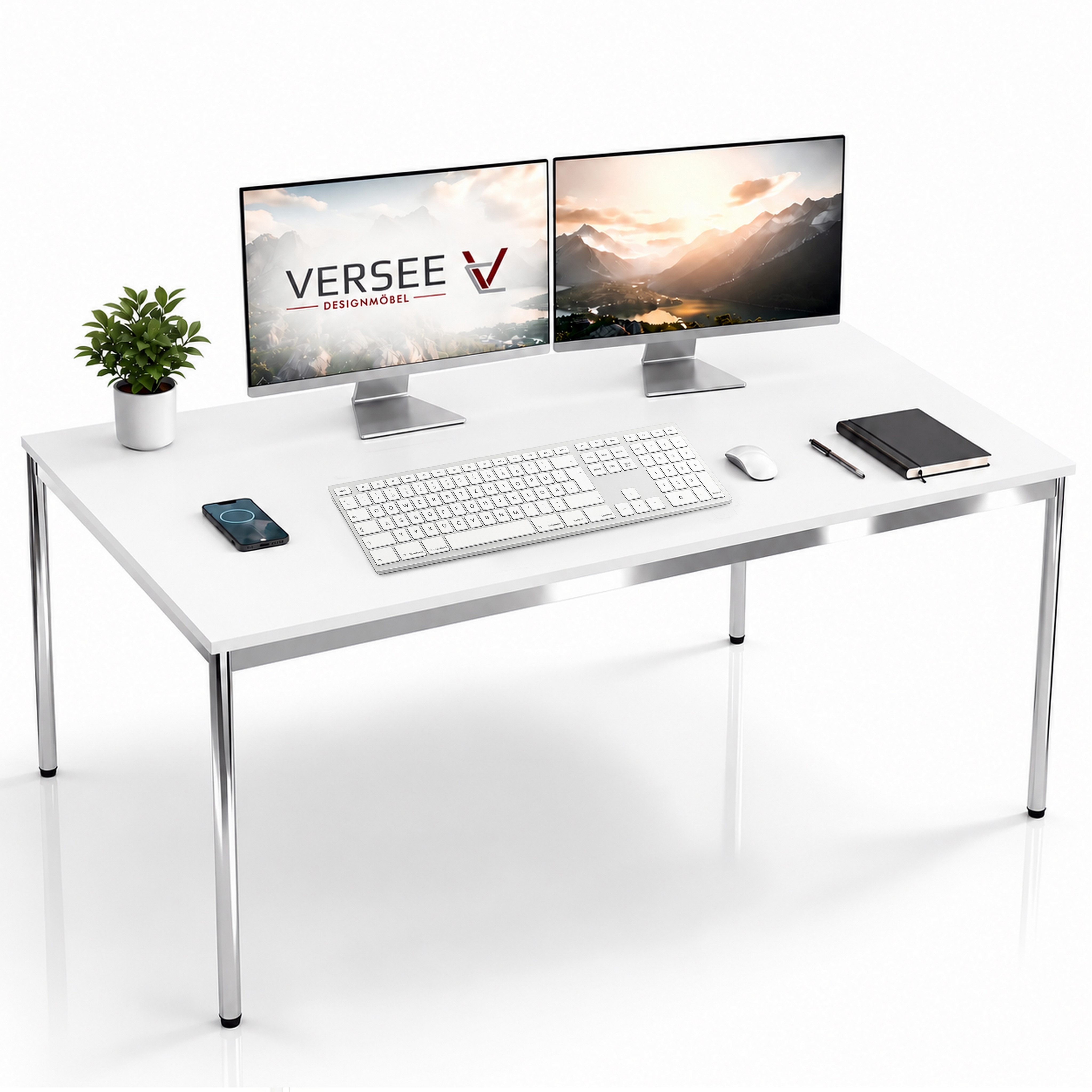 Versee Schreibtisch Konferenztisch VST1, höhenverstellbar, 100/120/140/150/160/180/200 cm (Arbeitstisch für Büro und Home-Office, 1 Tisch), ergonomisch höhenverstellbar, kratzfest, 200kg belastbar