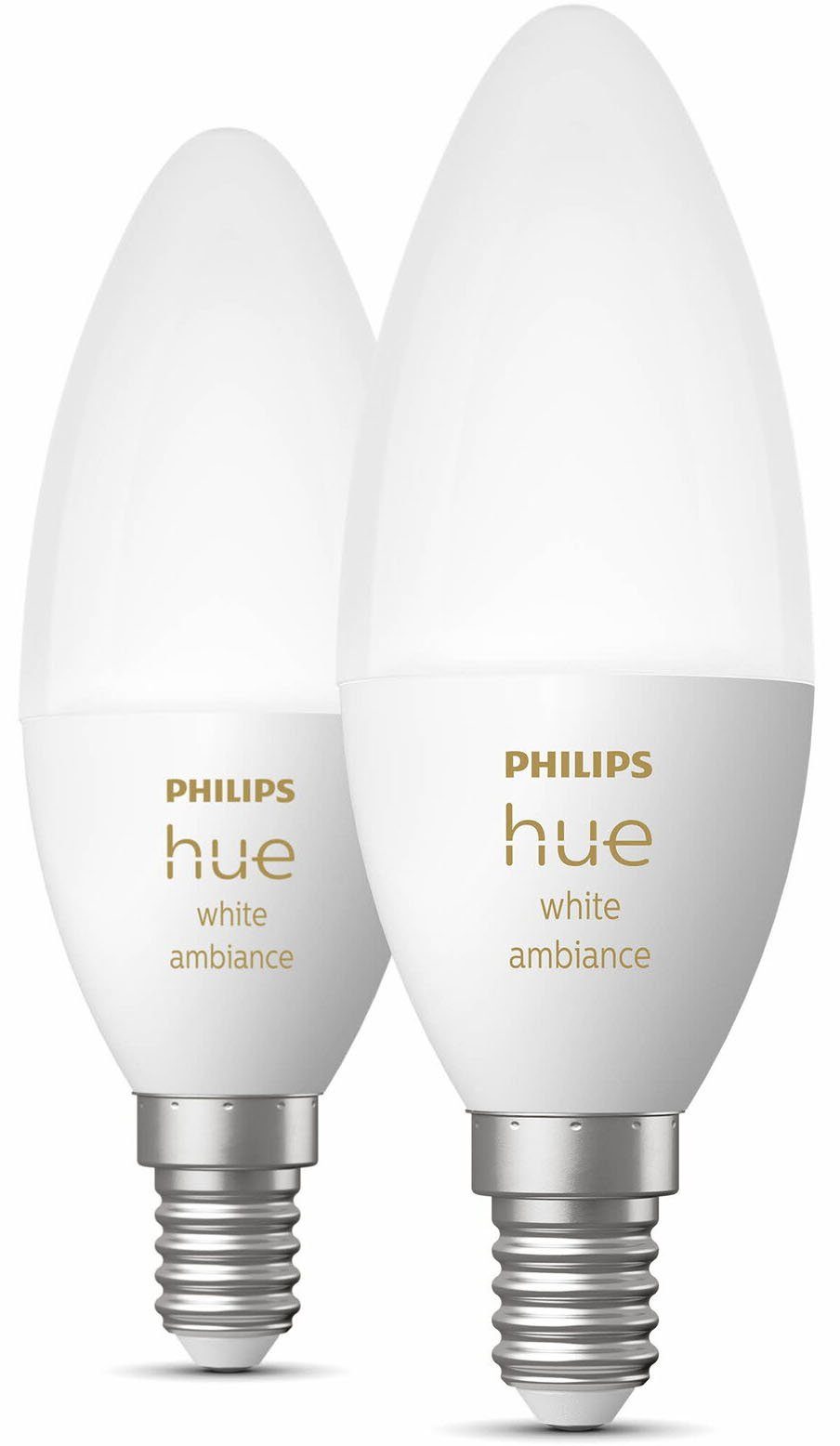 Warmweiß, warmweiß Philips E14, White CCT-Farbtemperatursteuerung LED-Leuchtmittel E14 - Doppelpack tageslichtweiß Amb. St., bis 2 2x470lm!, Hue
