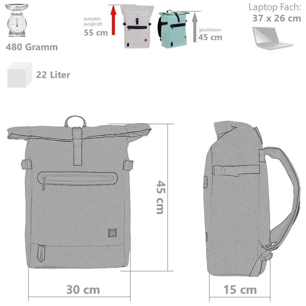 ELEPHANT Rucksack Freizeitrucksack Damen Herren AllDay Daypack, Geheimfach A4 Laptop Tasche + Trinkflasche