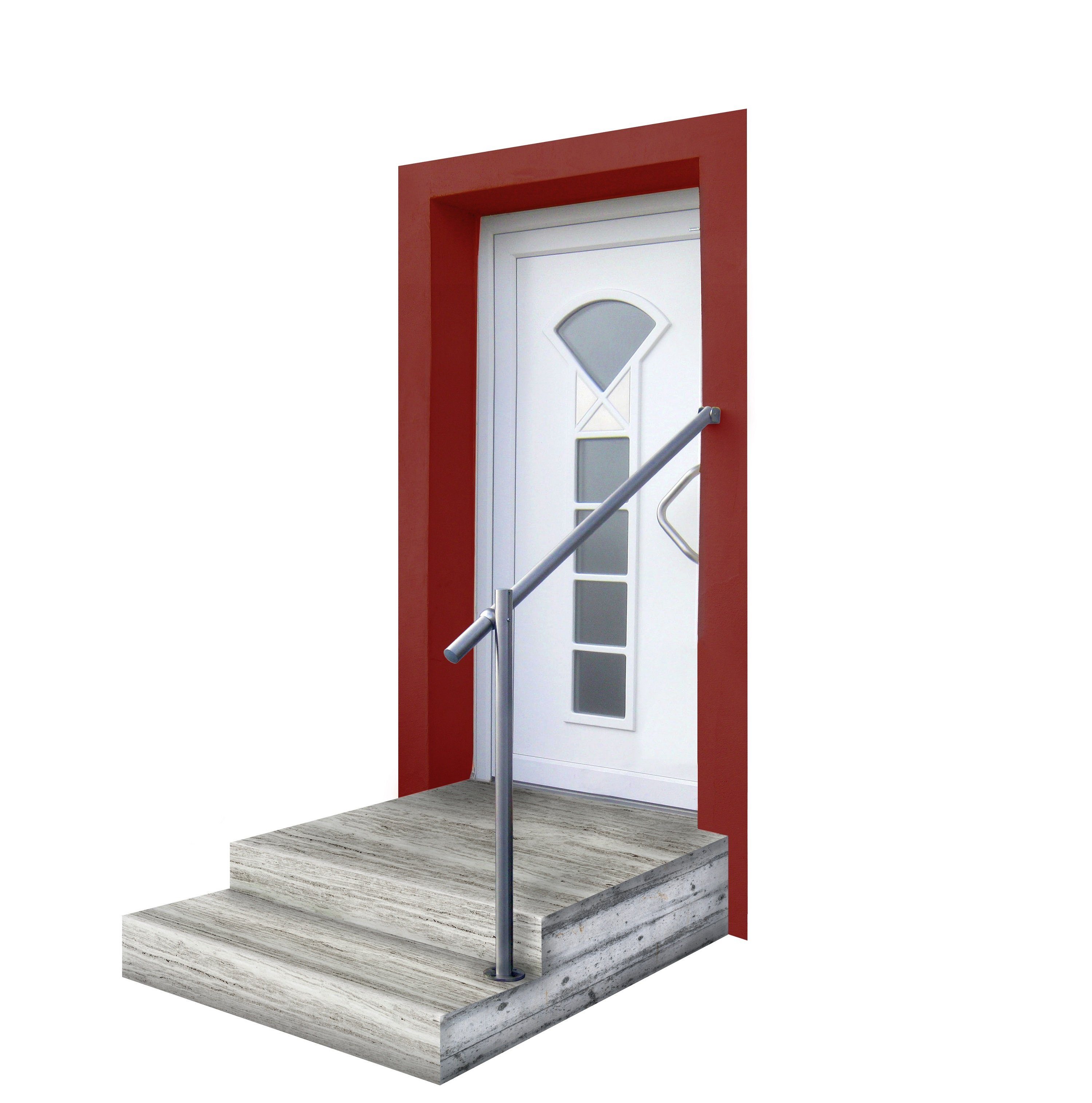 TREBA FREWA Treppengeländer Edelstahl-Eingangsgeländer GE1 (Bodenmontage) 150 x 95,5 x ø 4,2 cm, 150 cm Länge, 95.5 cm Höhe