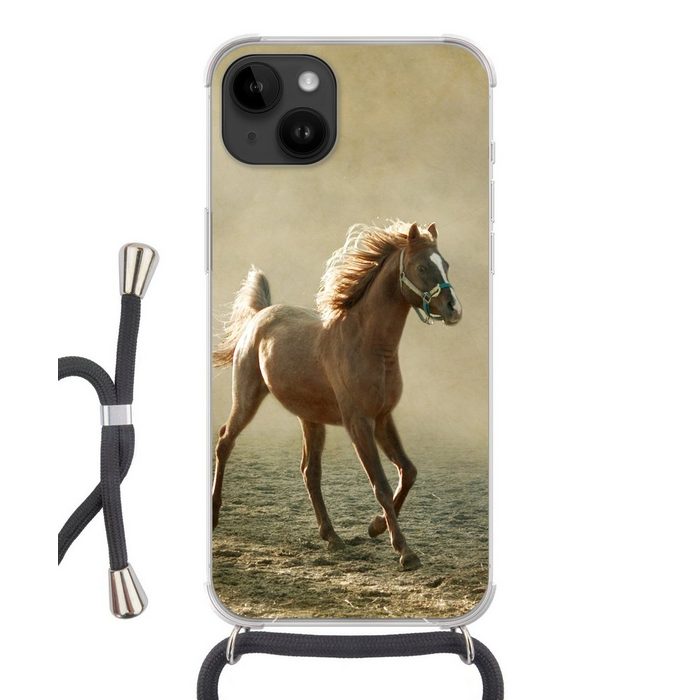 MuchoWow Handyhülle Pferd - Sand - Nebel Handyhülle Telefonhülle Apple iPhone 14