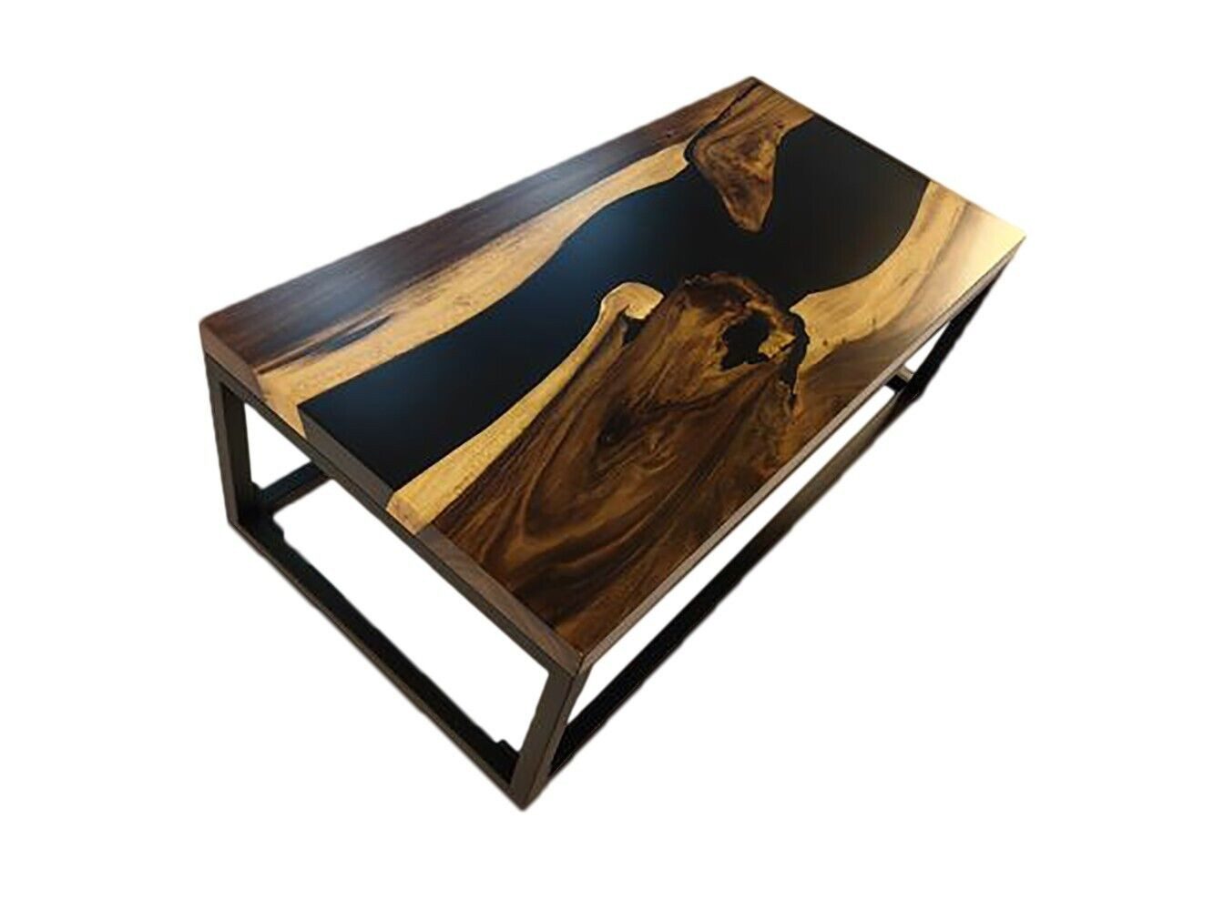 Xlmoebel Couchtisch Epoxid Harz Couchtisch Matt Schwarz Tisch Holz SOFORT (Couchtisch), Made in Europa