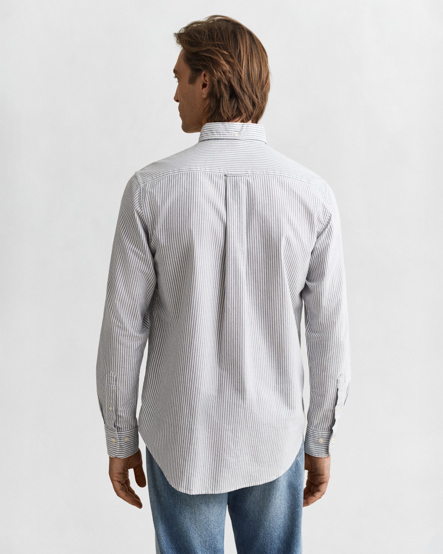 Gant Langarmhemd Regular Fit Oxford Hemd strukturiert langlebig dicker gestreift mit dezenter Logostickerei
