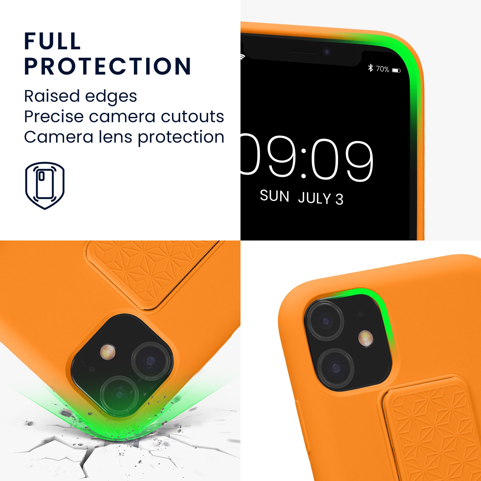 kwmobile Handyhülle kwmobile Handyhülle für Apple iPhone 11, Hülle mit Fingerhalter und Standfunktion - Silikon Case Handy Cover