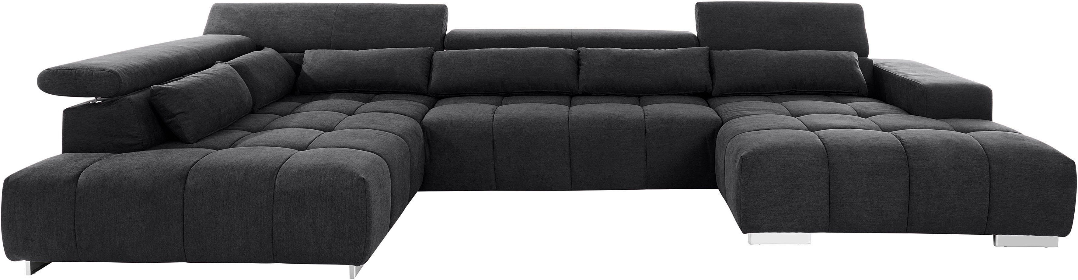 COTTA Wohnlandschaft Orion U-Form, mit Kopfteilverstellung & 6 Nierenkissen