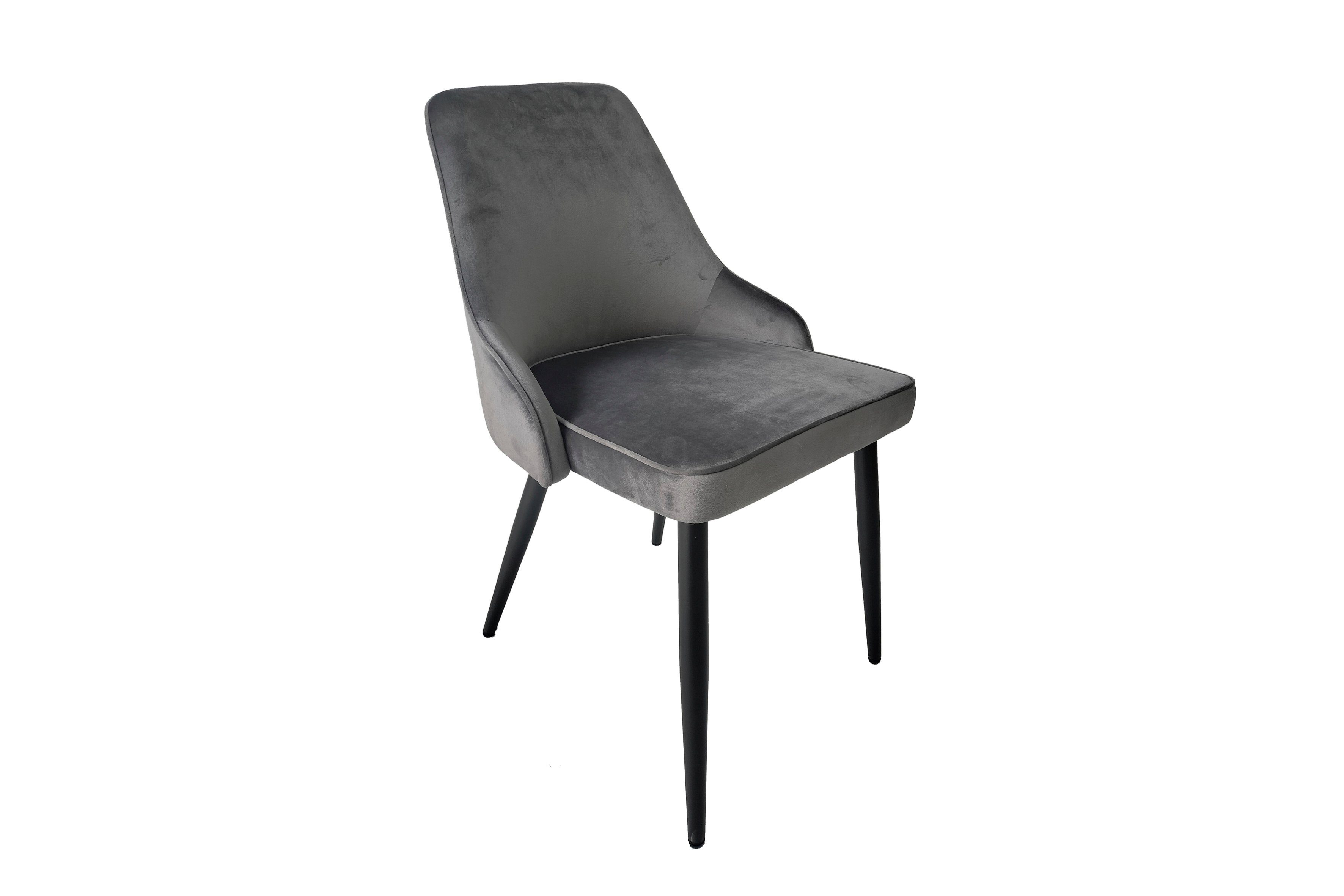Metallgestell Sitzkomfort durch Hoher schwarz), Polsterung hochwertiger Bequeme in grau, Samtbezug byLIVING Rückenschale, SHANE Stuhl in (2er-Set,