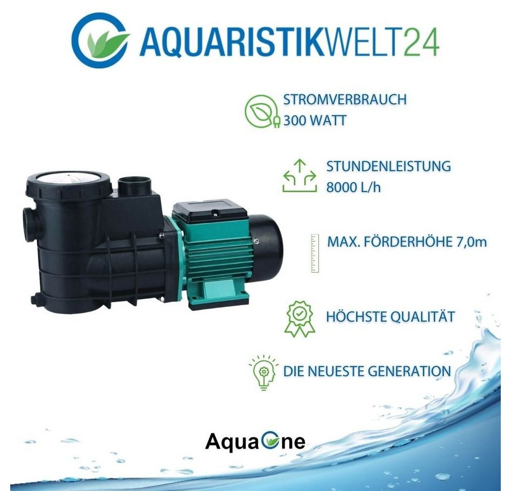 Thumbnail - Aquaone Pool-Filterpumpe HZS-300 Selbstsaugende Poolpumpe 300 Watt 8000 L/h Umwälzpumpe