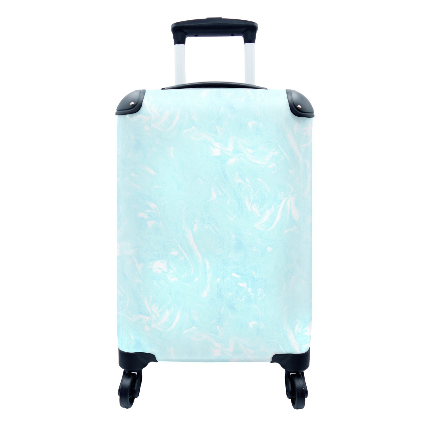 MuchoWow Handgepäckkoffer Marmor - Neon - Blau - Muster, 4 Rollen, Reisetasche mit rollen, Handgepäck für Ferien, Trolley, Reisekoffer