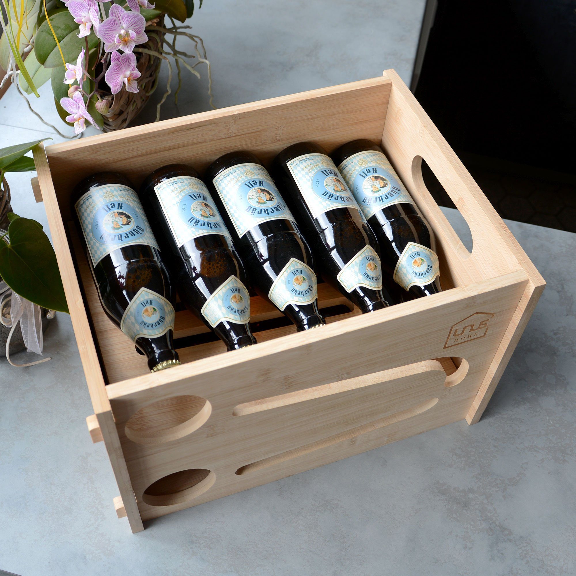 UNUS HOME Flaschenkorb Bierrutsche Flaschenrutsche Bierkasten, Flaschenhalter - Geschenk für Bierliebhaber - immer kaltes Bier – Bild 4 von 5