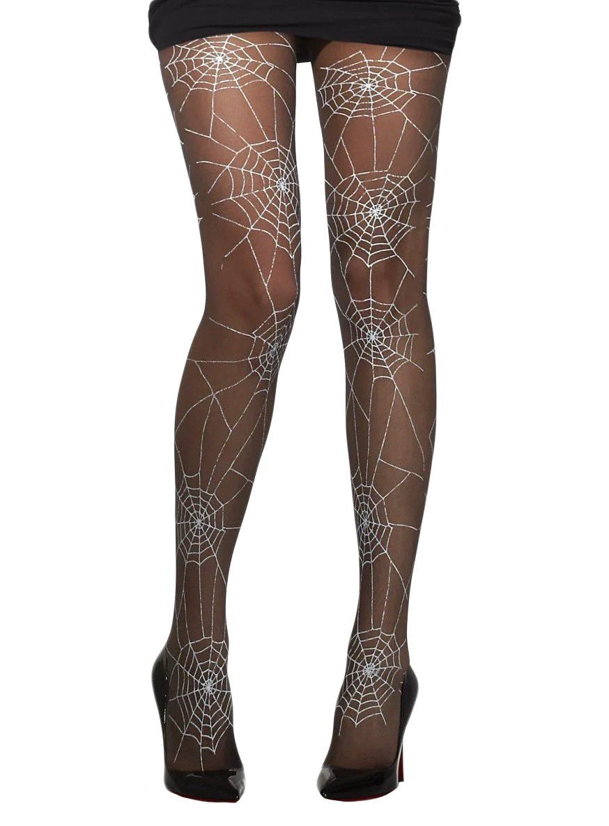 Metamorph Strumpfhose Spinnweben Strumpfhose weiß Schicke Halloween Strumpfhose für die schwarze Witwe