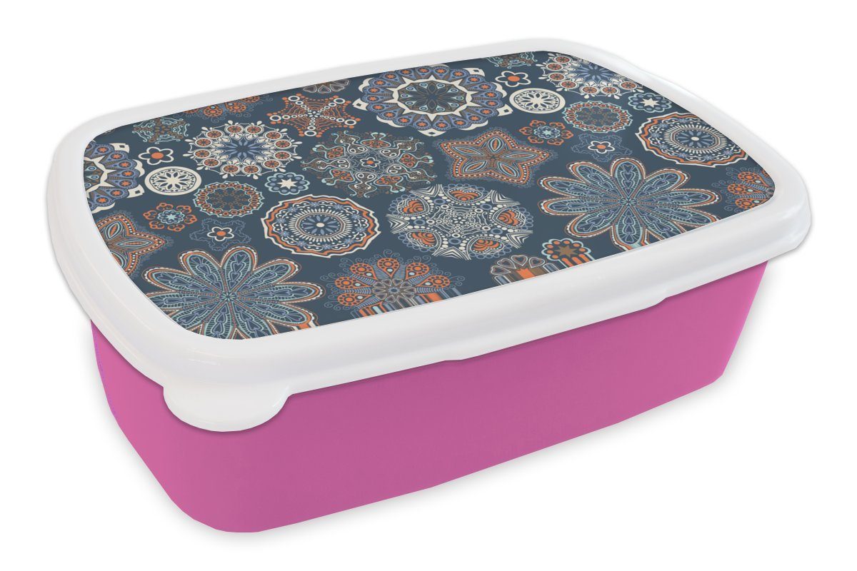 rosa Lunchbox - - für Ornamente Kunststoff, Brotdose Muster (2-tlg), Dekoration, Brotbox Snackbox, Mädchen, Kunststoff MuchoWow Erwachsene, Kinder,