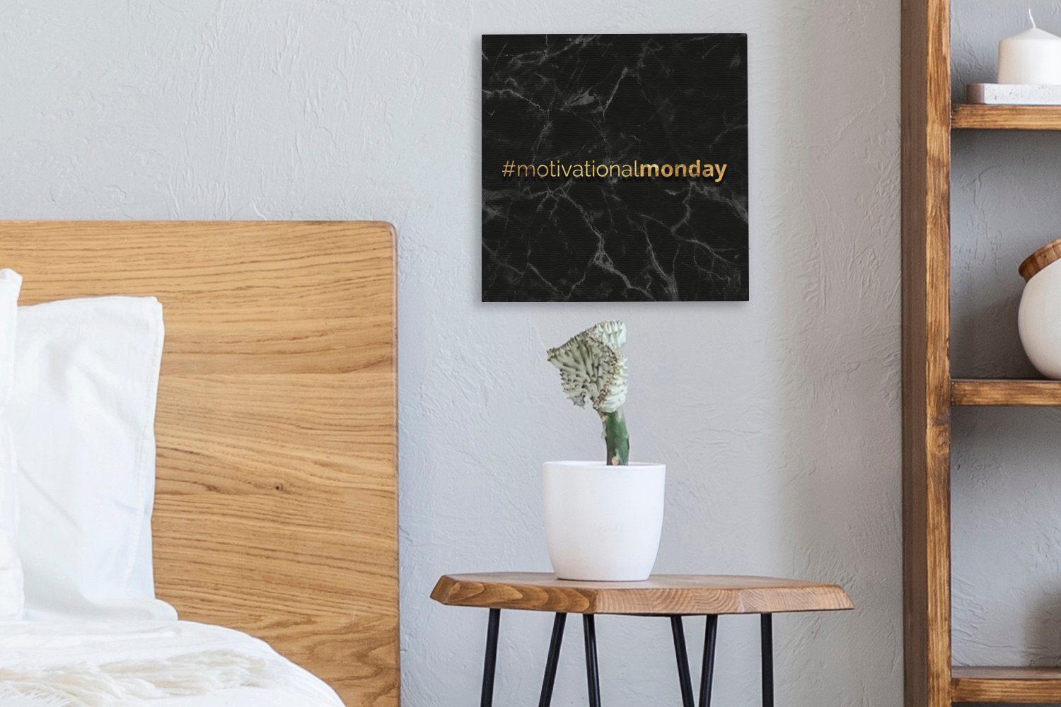 Wohnzimmer - Gold, Motivation Bilder für (1 Leinwandbild Leinwand Schlafzimmer - OneMillionCanvasses® - St), Zitate Marmor