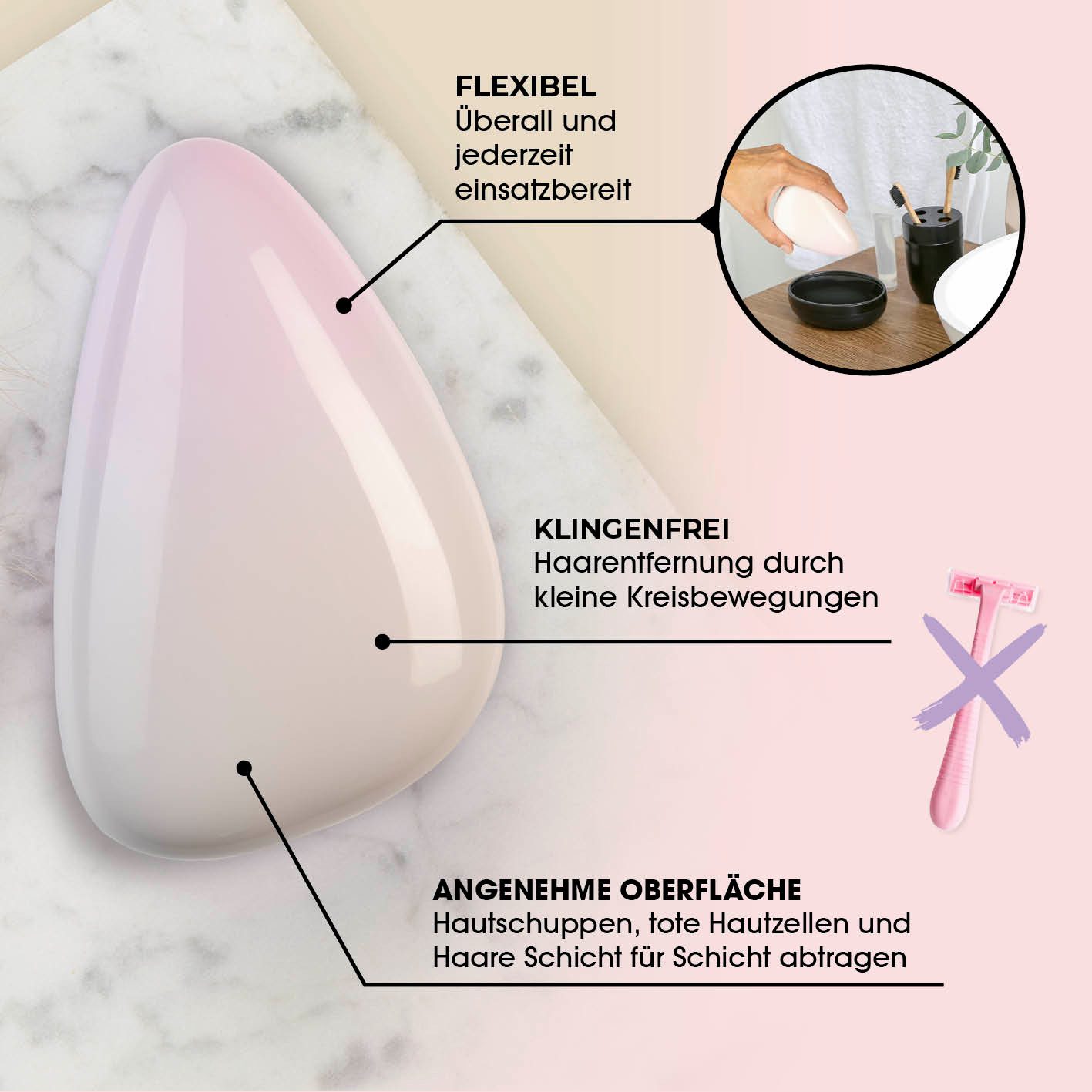 VITALmaxx Körperrasierer "Glass Shaver", Packung, 1-tlg., Haarentfernung, schmerzfrei Haare entfernen ohne Rasier und messerscharfe Klingen