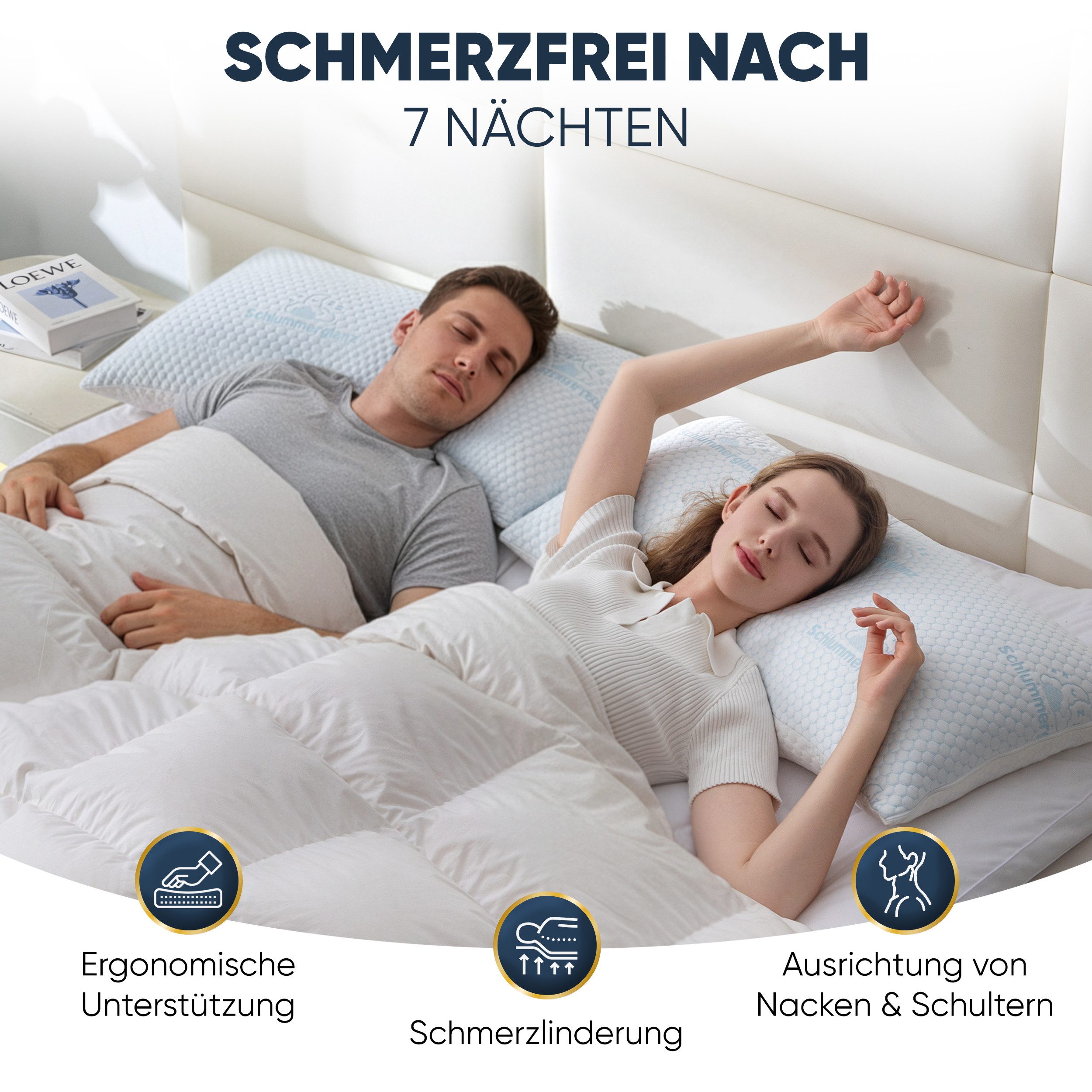 Schlummerglanz Kopfkissen Memory Foam Nackenkissen - Kopfkissen 40x80 höhenverstellbar, Füllung: Memory Foam, Memory-Schaum, höhenverstellbar, portionierte Nachfüllpacks